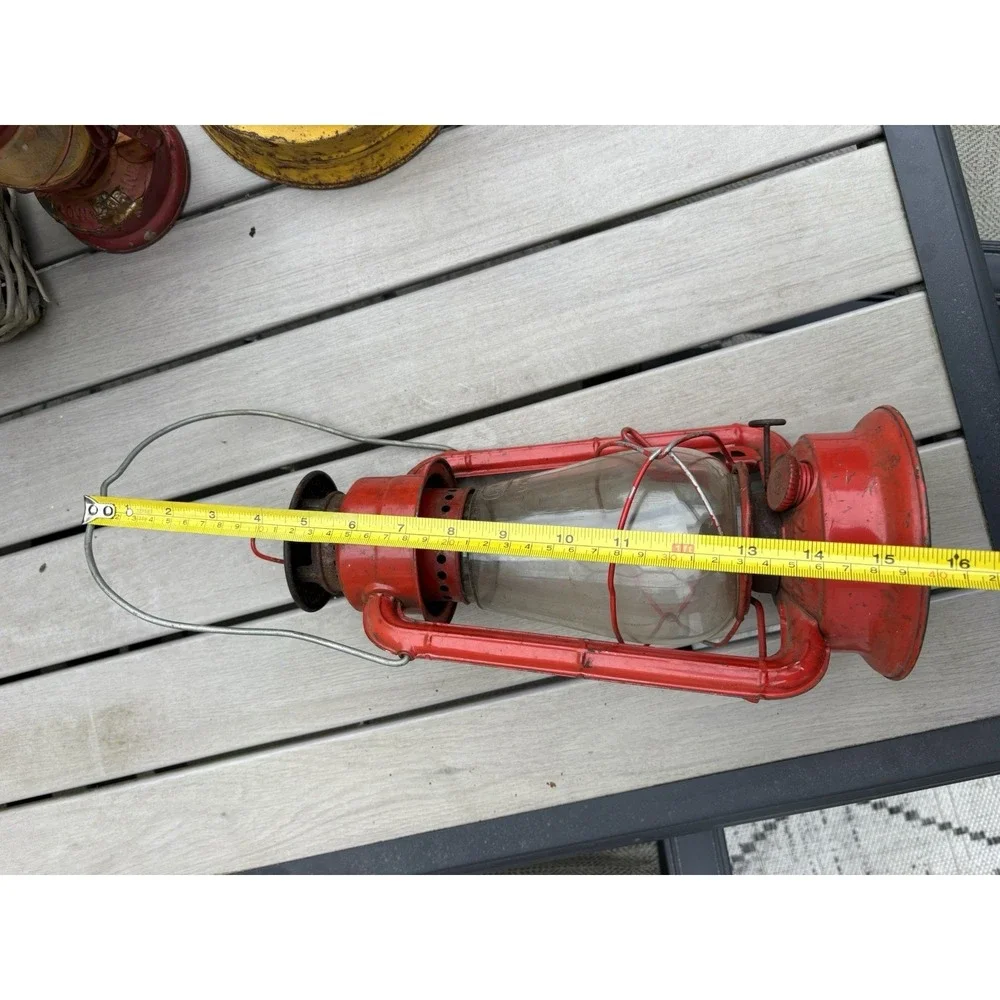 Vintage Dietz No. 20 Junior Red Lantern With Clear Globe